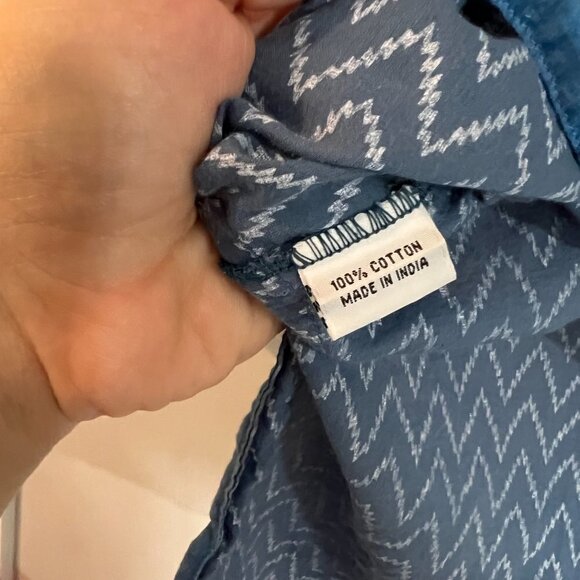 Roberta Roller Rabbit Kurta Small Blue Chevron 100% Cotton Side Slit Tunic Dress - Picture 4 of 6